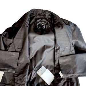 london fog coat women Xl Floral Pin BLACK washable polyester slub